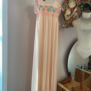 JCPenney Peach Embroidered Maxi Nightgown